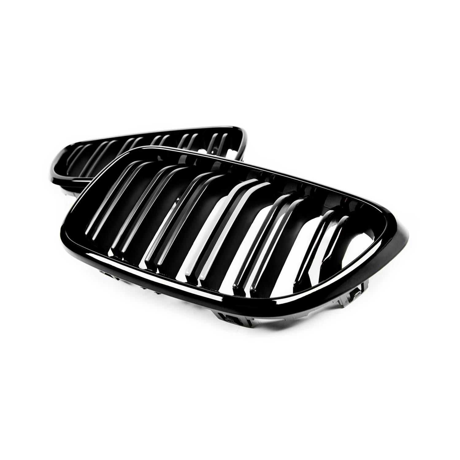 BMW F87 M2 N55 & F22/F23 2 Series Gloss Black OEM M2 Style Double Slat Front Grilles
