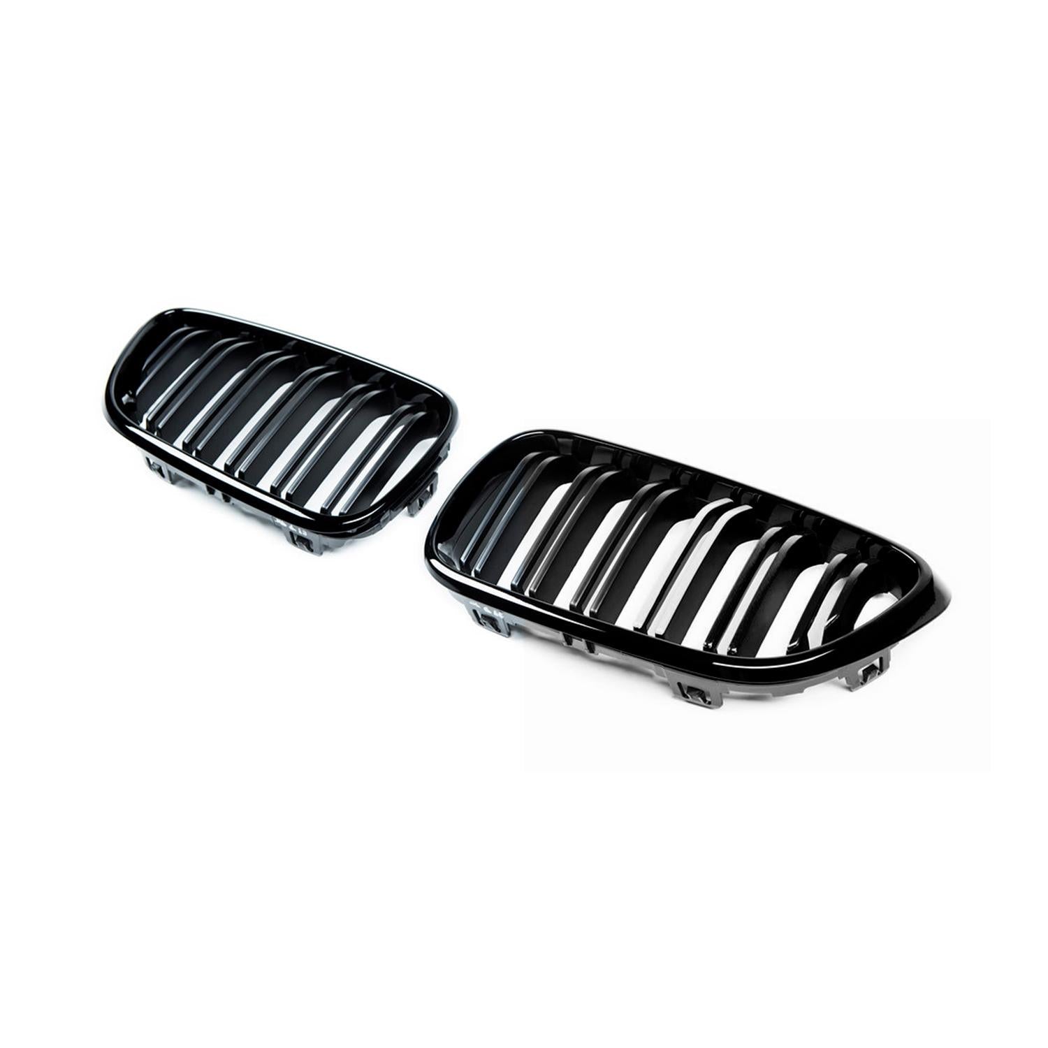 BMW F87 M2 N55 & F22/F23 2 Series Gloss Black OEM M2 Style Double Slat Front Grilles