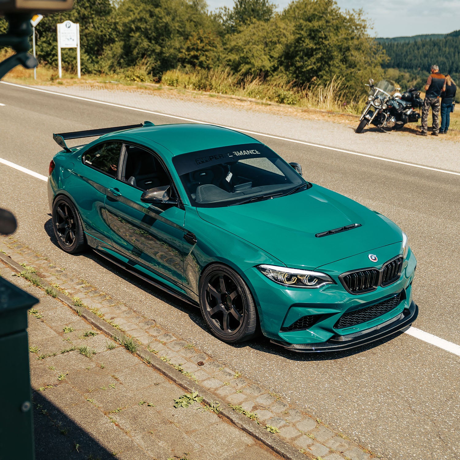 MHC+ BMW F87 M2 Competition S55 GTX Front Splitter In Pre Preg Carbon Fibre Upper & Lower Sections Fitted
