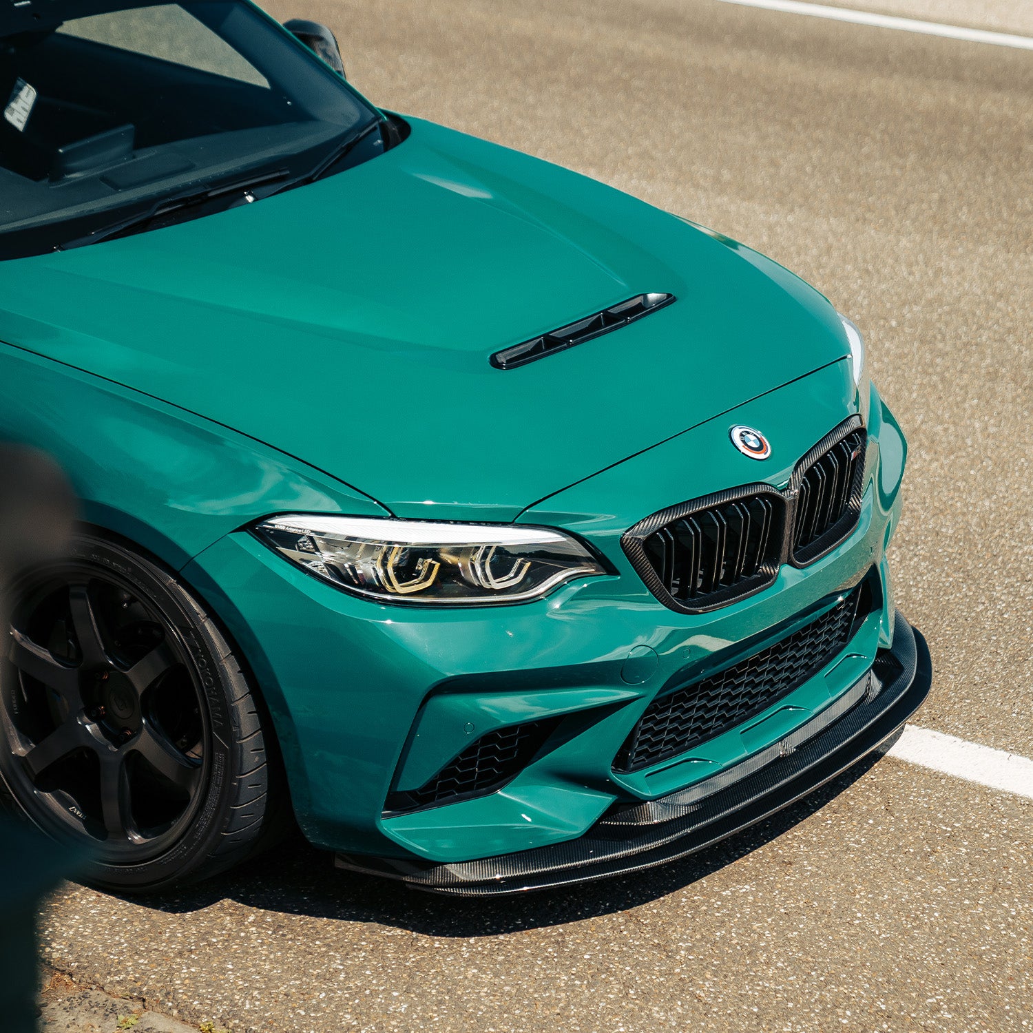 MHC+ BMW F87 M2 Competition S55 GTX Front Splitter In Pre Preg Carbon Fibre Upper & Lower Sections Fitted