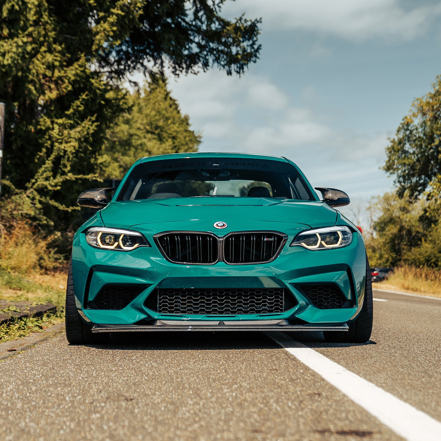 MHC+ BMW F87 M2 Competition S55 GTX Front Splitter In Pre Preg Carbon Fibre Upper & Lower Sections Fitted
